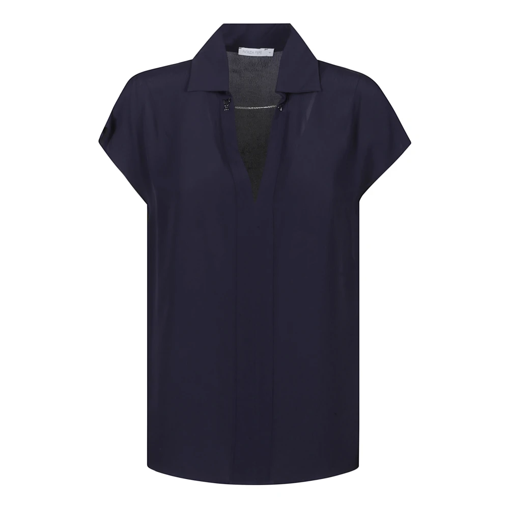 PATRIZIA PEPE Casual korte mouwen overhemd Blue Dames