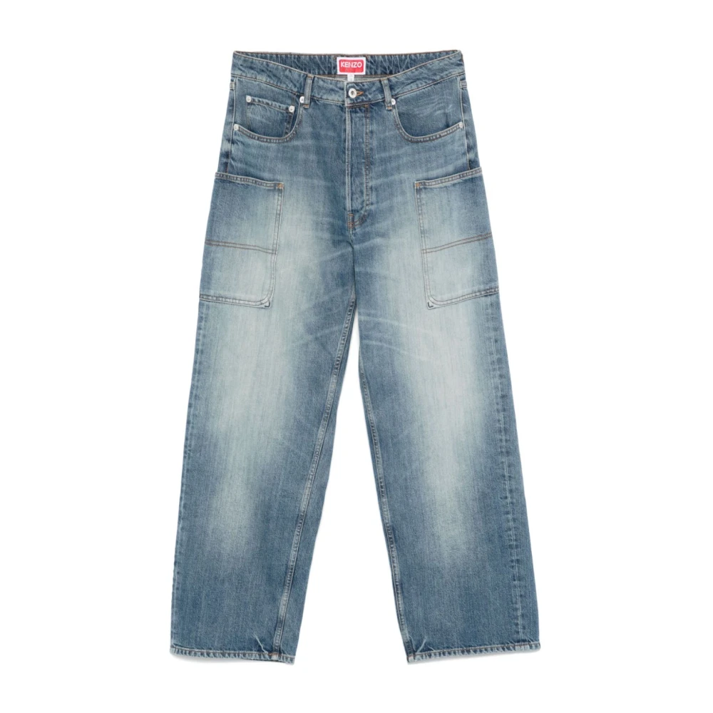 Kenzo Indigo Blue Denim Patch Pocket Jeans Blue Heren