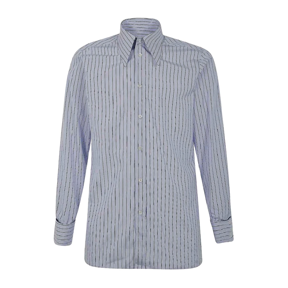 Maison Margiela Gestreept Katoenen Shirt Blue Heren