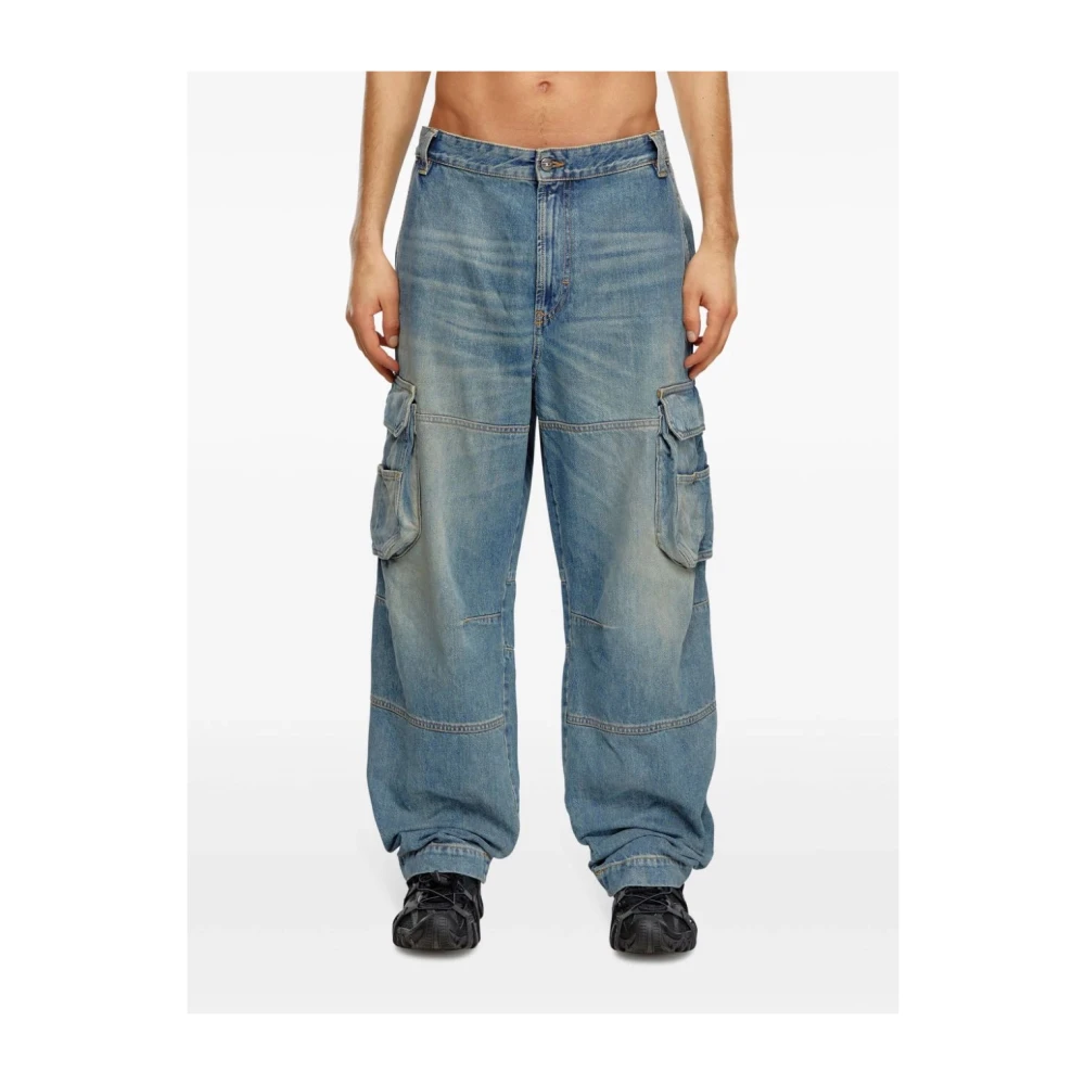 Diesel Clear Blue Cargo Jeans Blue Heren