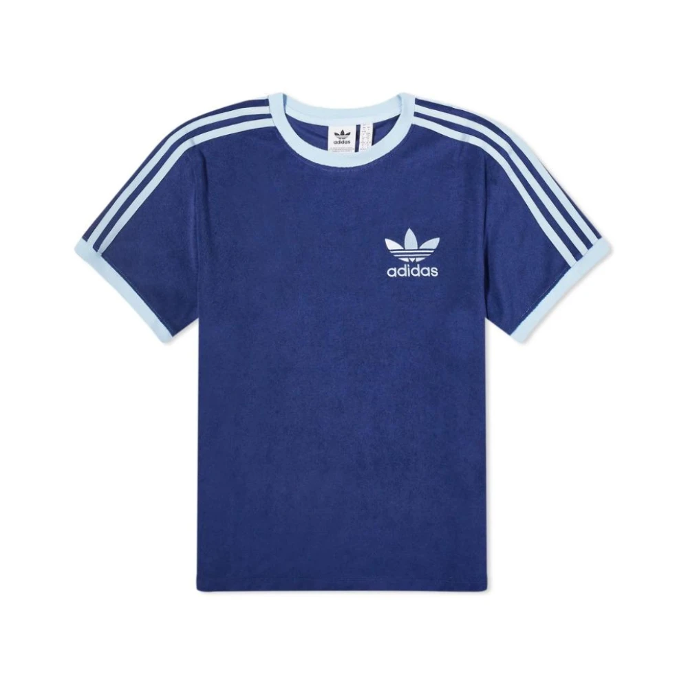 Adidas Originals Donkerblauw Terry T-shirt met Zijstrepen Blue Dames
