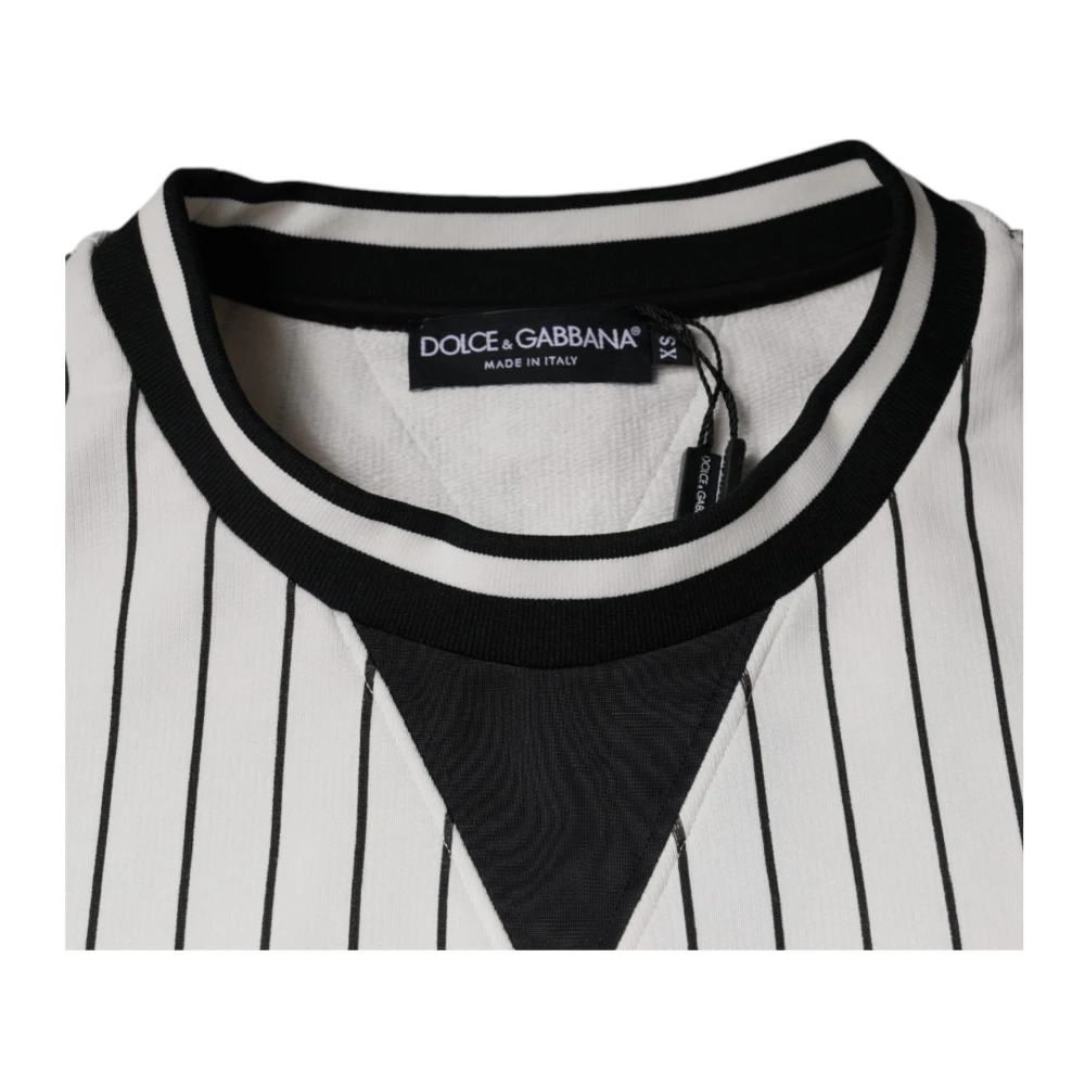 Dolce & Gabbana Gestreepte Logo Pullover Sweatshirt Zwart Wit Black Heren