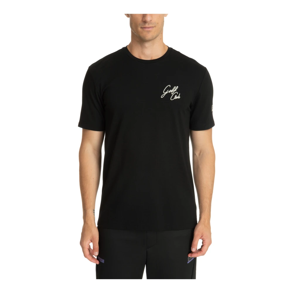 Emporio Armani EA7 Effen Logo Geborduurd T-shirt Black Heren