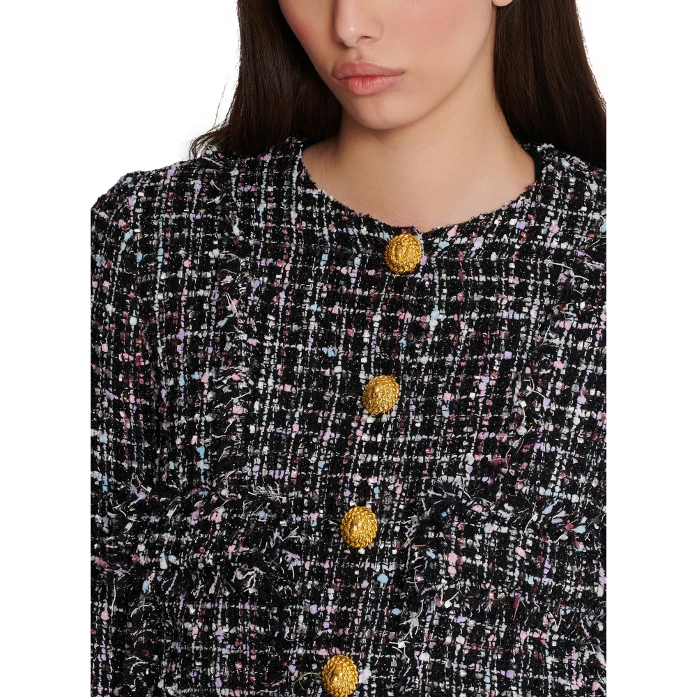Balmain Tweed Jas met Knopen Black Dames