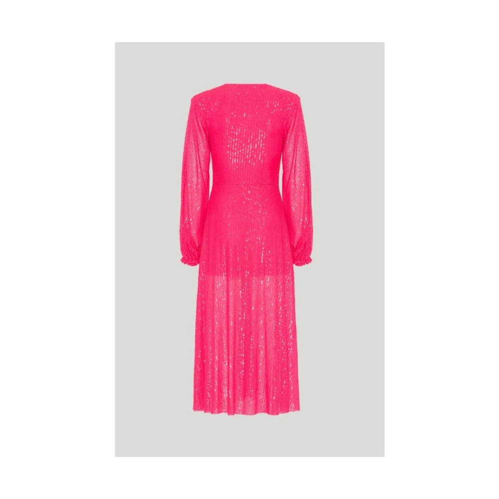 Rotate Birger Christensen Sequin Midi Jurk Zwart Pink Dames