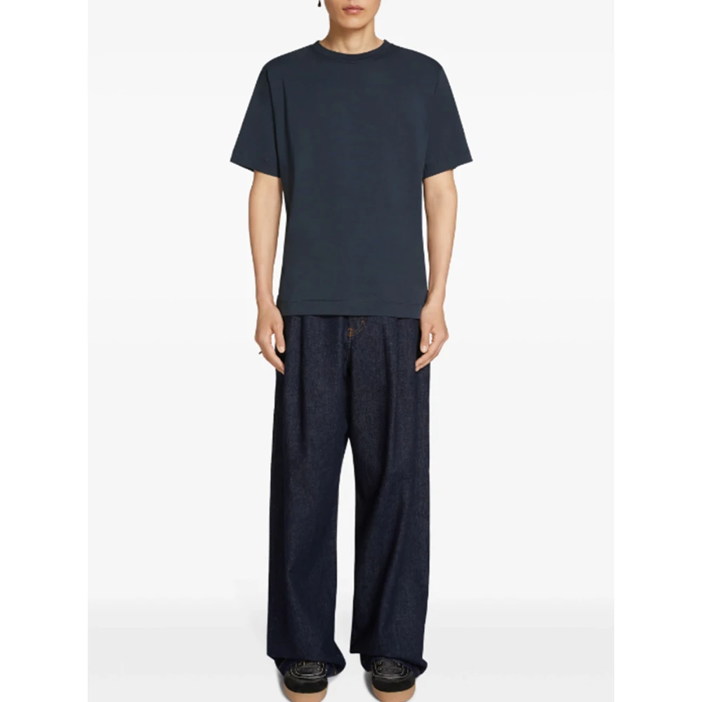 Dries Van Noten Navy Crew Neck T-shirt Blue Heren