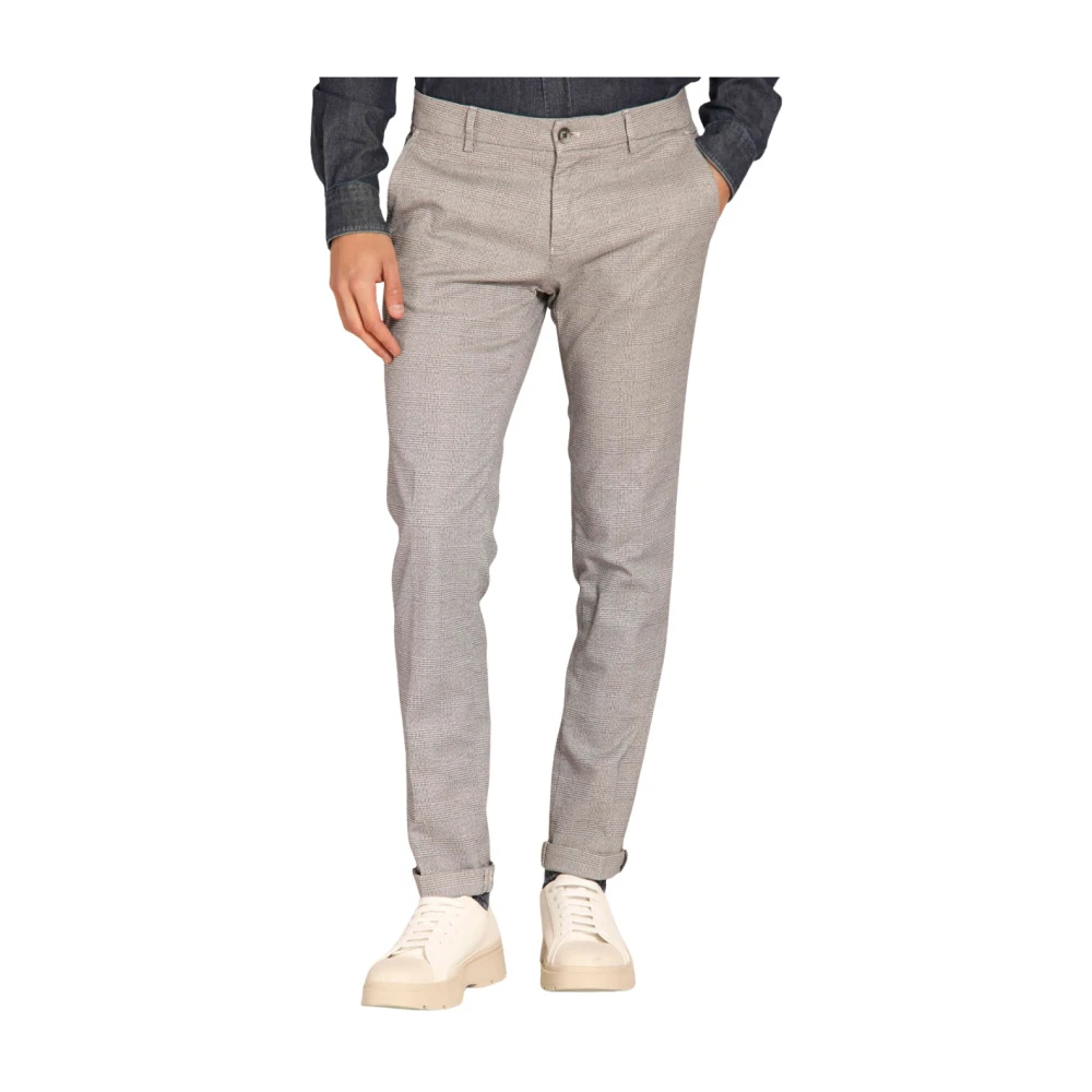 Mason's Slim Fit Chino Broek met Chevron Patroon Gray Heren