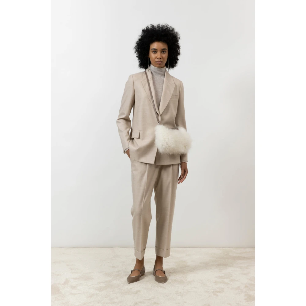 PESERICO Loro Piana jaspé comfort wollen stoffen broek Beige Dames