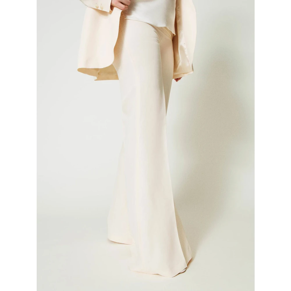 Twinset Witte Linnen Flare Broek White Dames