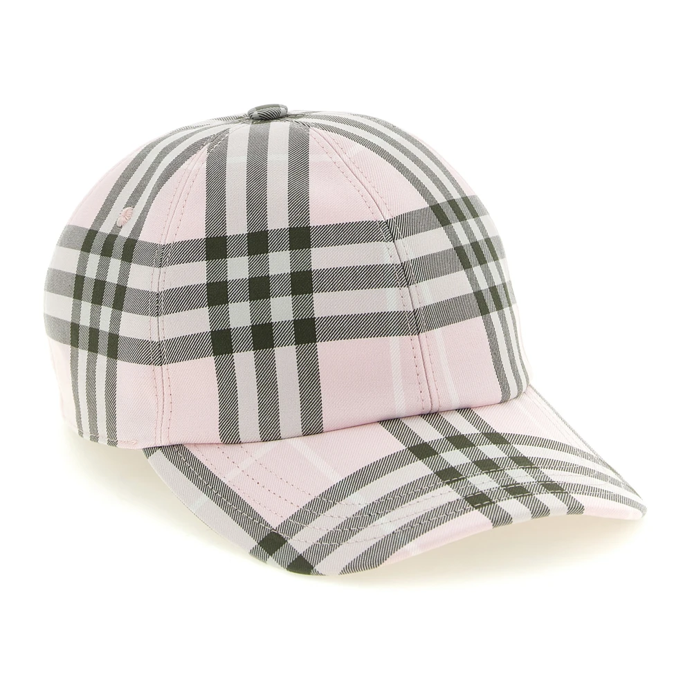 Burberry Women's Pink Hats & Caps, L, Check Cotton Baseball Cap