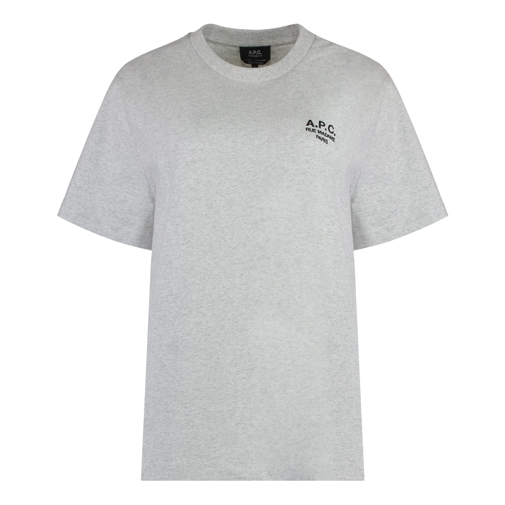 A.p.c. Women's Gray T-Shirts, Xs, Cotton Logo T-Shirt