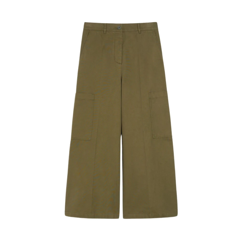 Max Mara Women's Green Wide Cropped Trousers