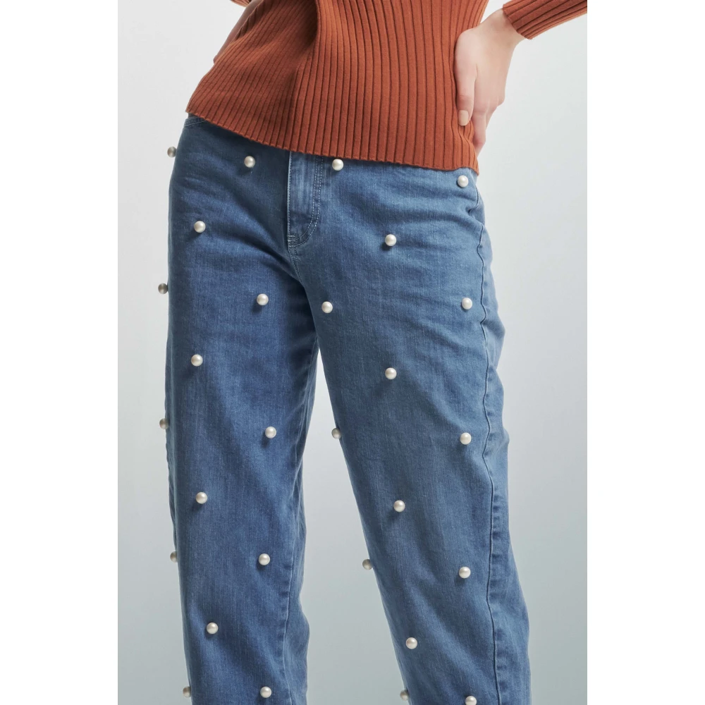 Kocca Baggy Jeans met Kralen Blue Dames