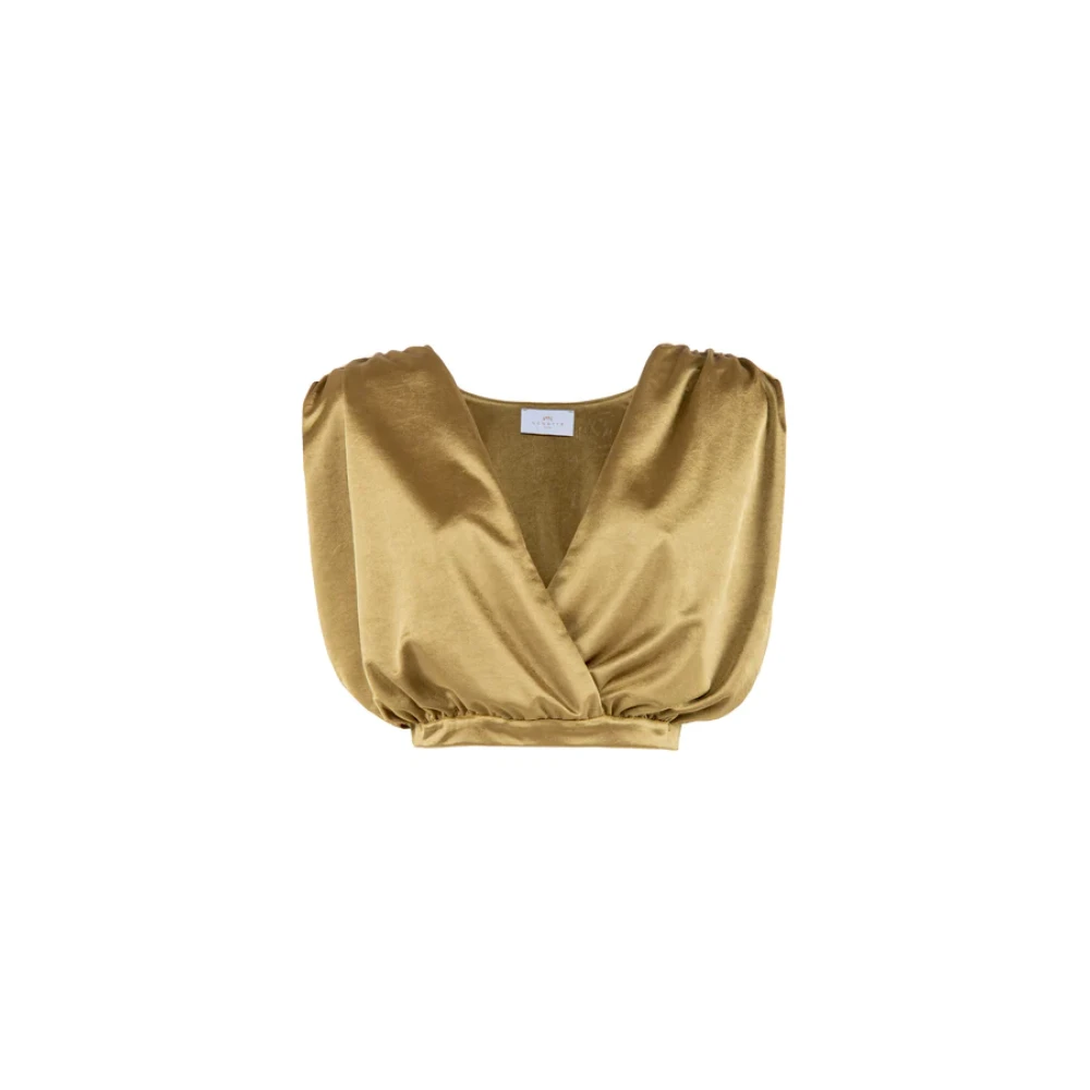 Nenette Cropped Jersey Shirt Yellow Dames