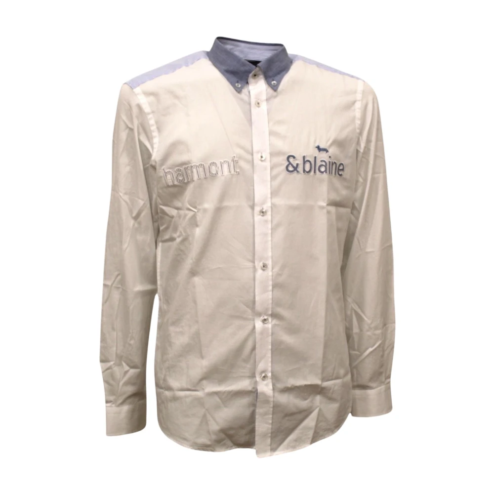 Harmont & Blaine Wit katoenen overhemd met letterlogo XXL White Heren