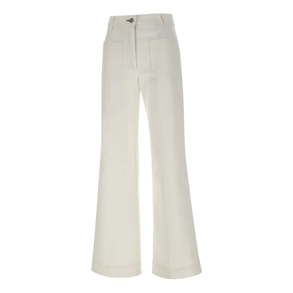 Victoria Beckham Witte Alina Jeans met Rood Logo White Dames