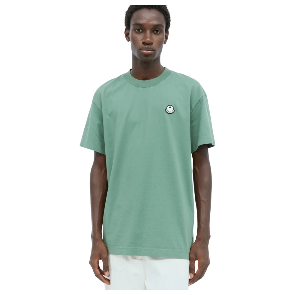 Moncler Groene T-shirts en Polos met Logo Patch Green Heren