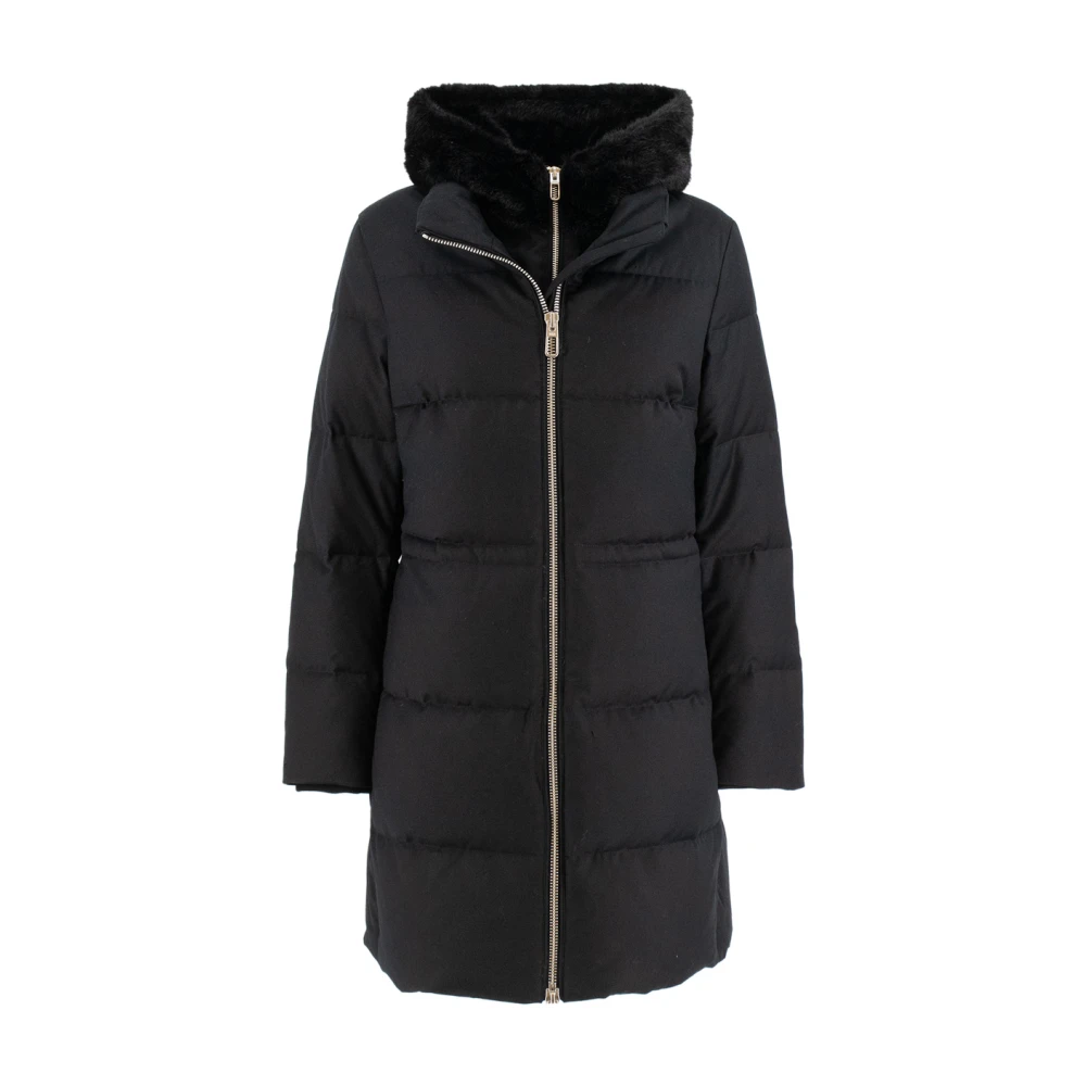Duno Women's Black Hooded Double Zip Jacket - Parkas - M - Coats
