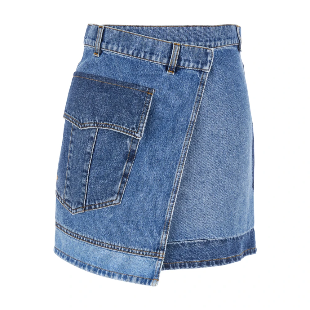 Philosophy di Lorenzo Serafini Blauwe Wikkel Mini Rok met Logo Detail Blue Dames