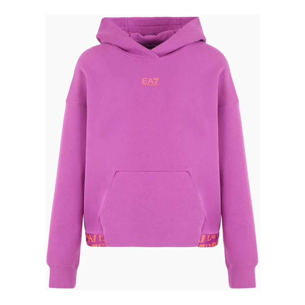 Emporio Armani EA7 Paarse hoodie met oranje logo Purple Dames