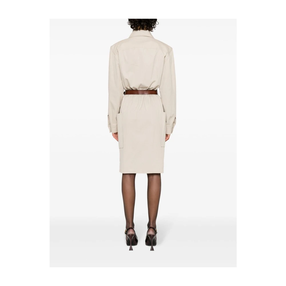 Saint Laurent Saharienne Jurk Beige Dames