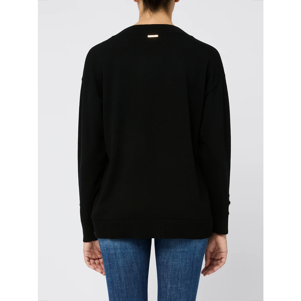 Michael Kors V-hals Ribtrui Nero Aw24 Black Dames