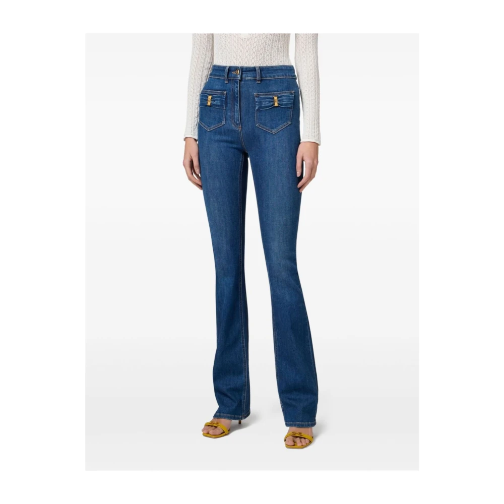 Elisabetta Franchi Blauwe Jeans met Verborgen Rits Blue Dames