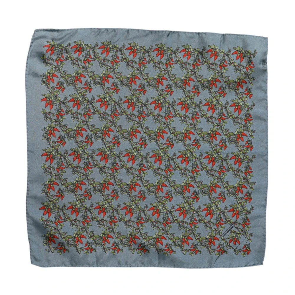Dolce & Gabbana Men's Gray Handkerchiefs, One Size, Silk Foulard Scarf With Logo
