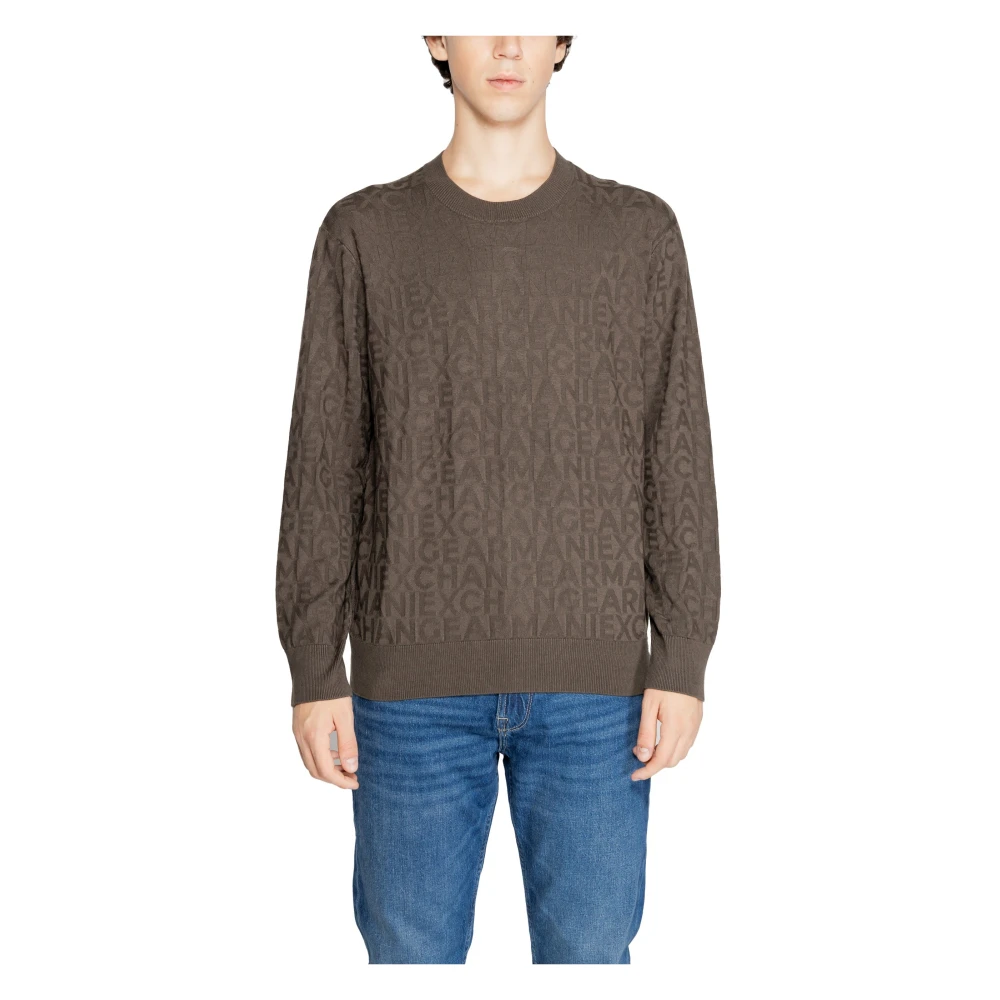 Armani Exchange Groene gebreide trui met ronde hals Green Heren