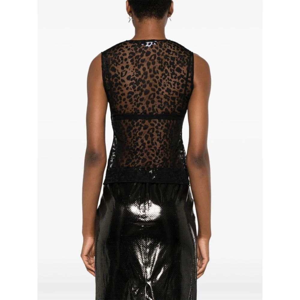 alexander mcqueen Luipaardprint Mouwloze Top Zwart Black Dames