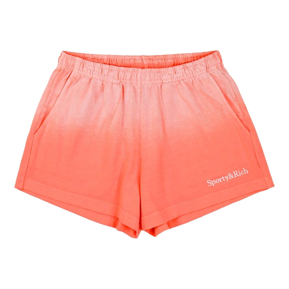 Sporty & Rich Logo Geborduurde Katoenen Shorts Pink Dames