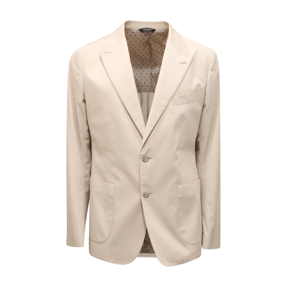 Dolce & Gabbana Men's Beige Italian Cotton Blend Suit Blazer