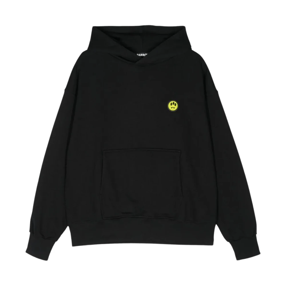 Barrow Zwarte Hoodie met Smile Detail Black Heren