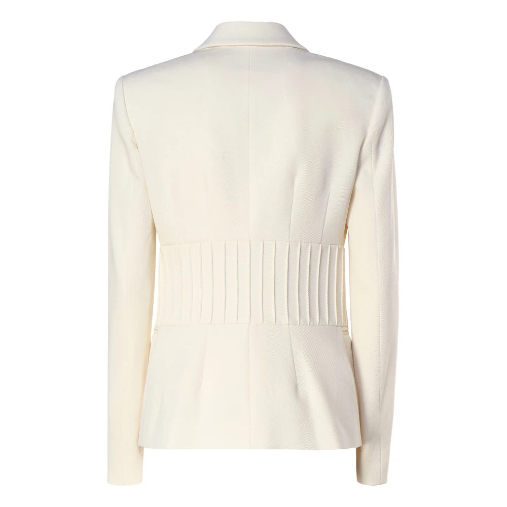 Genny Witte enkellange jas met details op de heupen White Dames