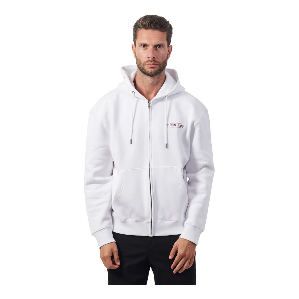 Guess Witte Hoodie met Rits White Heren