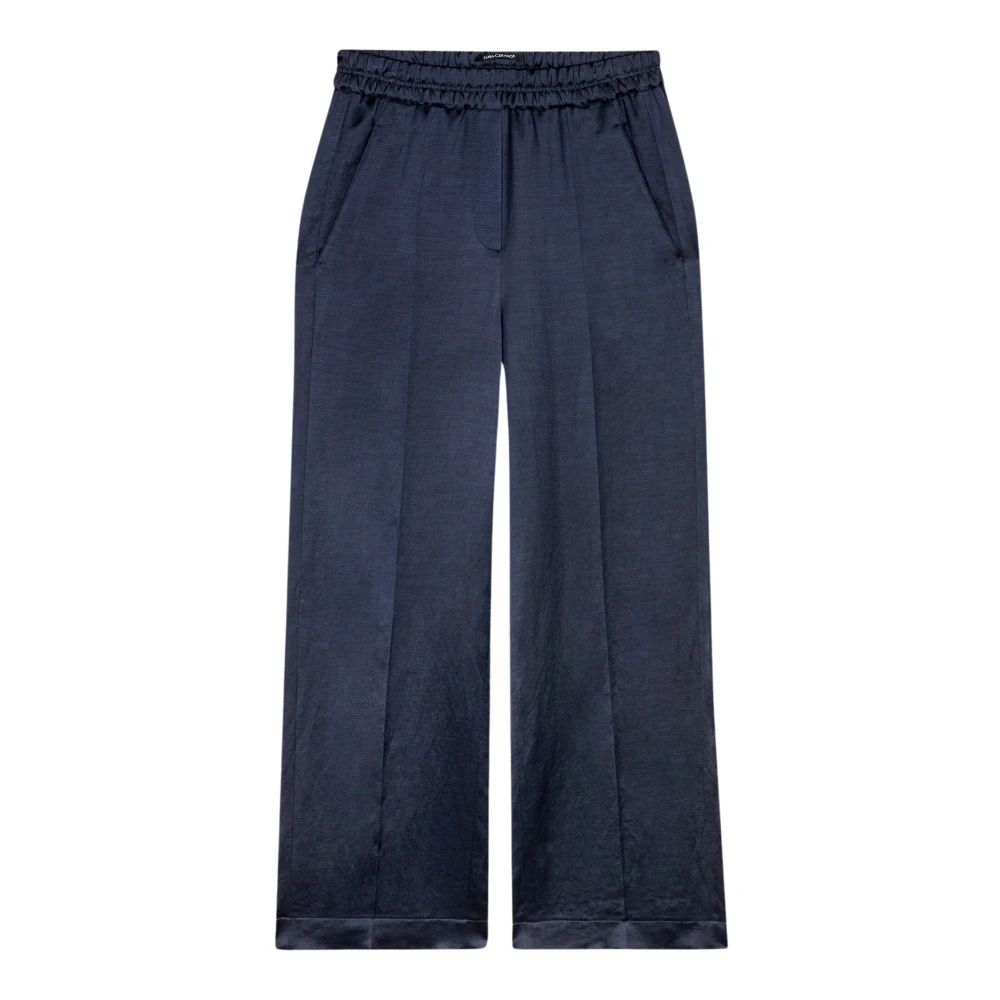 Luisa Cerano Women's Blue Wideleg Linen-Mix Trousers - Cropped Trousers - S - Trousers
