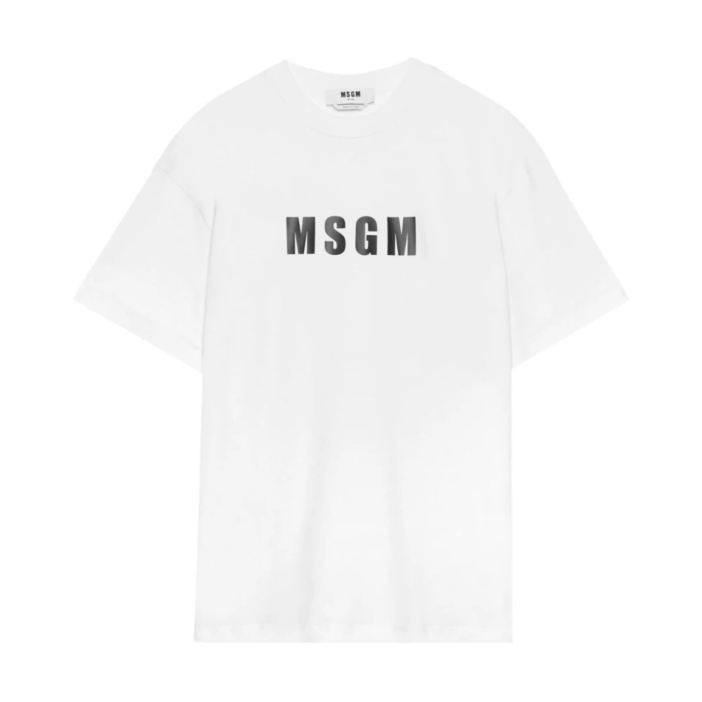 Msgm Logo Print Crew Neck T-shirt White Heren