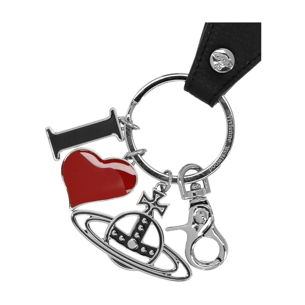 Vivienne Westwood Zwarte sleutelhanger met I Love Orb hanger Black Dames