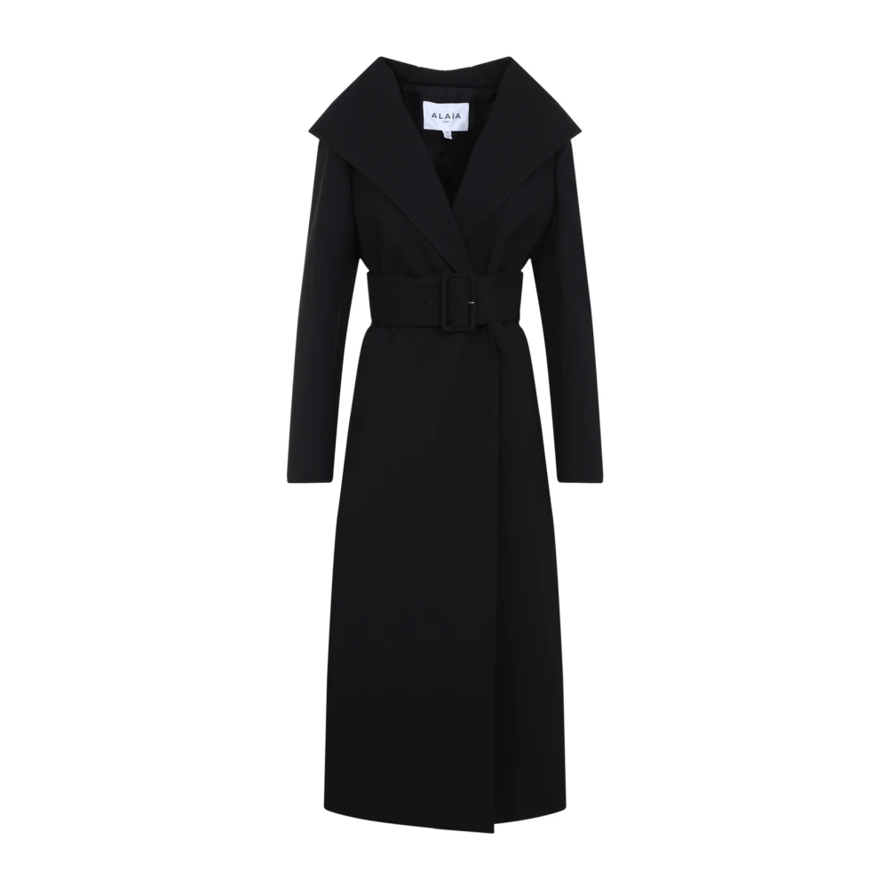 Alaïa Zwarte Wollen Jas Black Dames