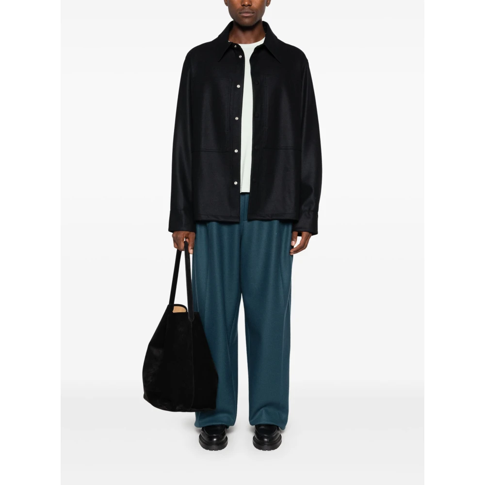 Jil Sander Zwarte Wollen Overshirt met Knoopsluiting Black Heren