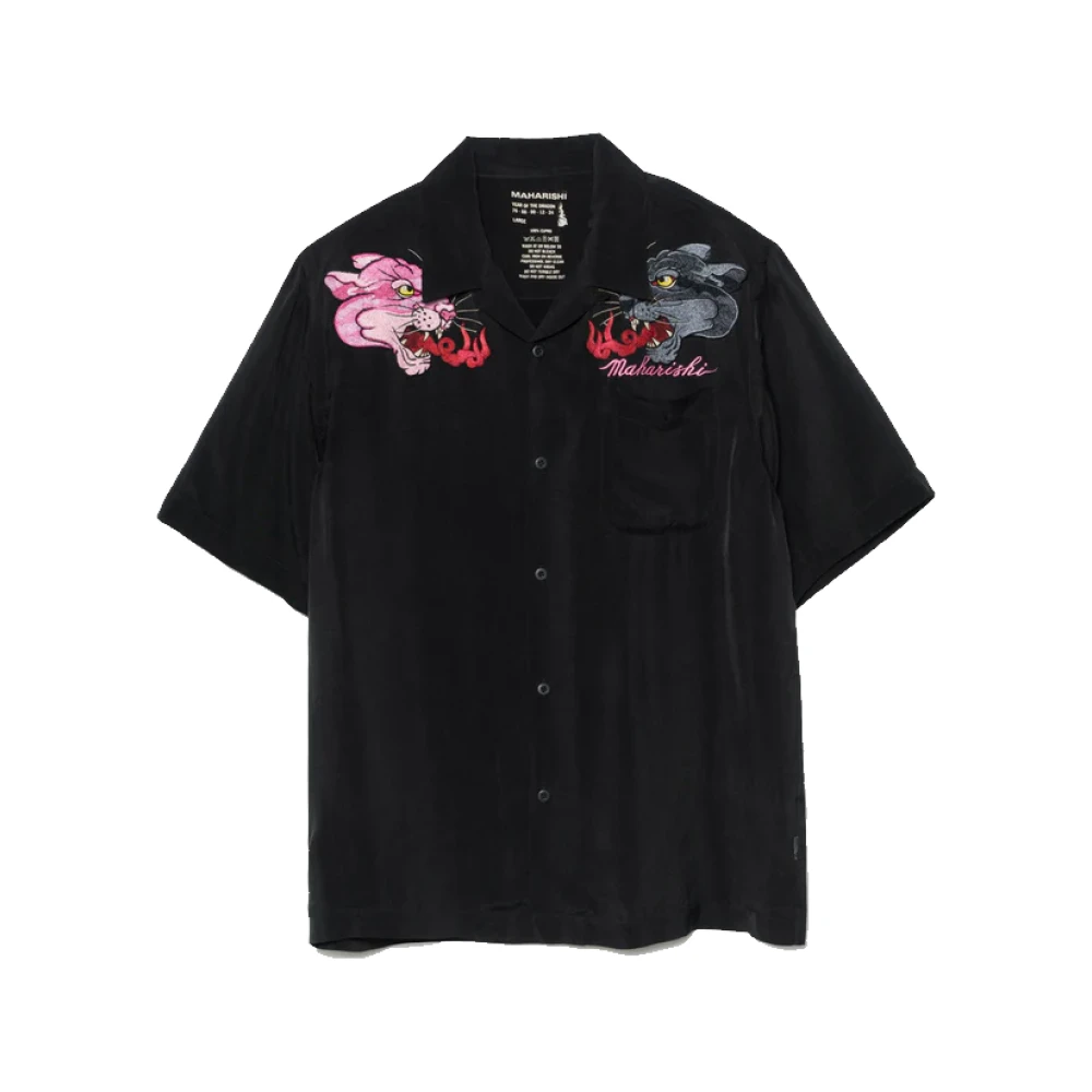 Maharishi Dual Phanters Camp Collar Shirt Black Heren