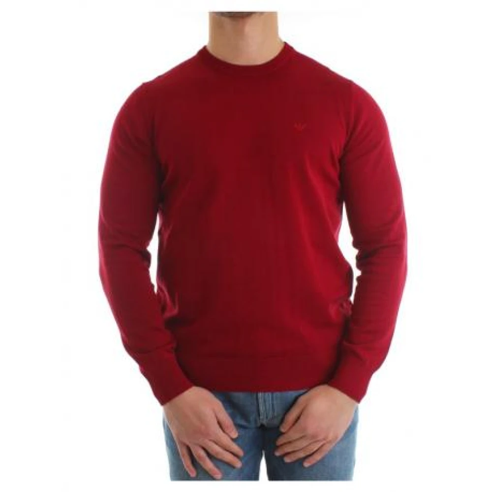 Emporio Armani Rundhalsad Stickad Tröja, Clic Essential Sweater Red, Herr
