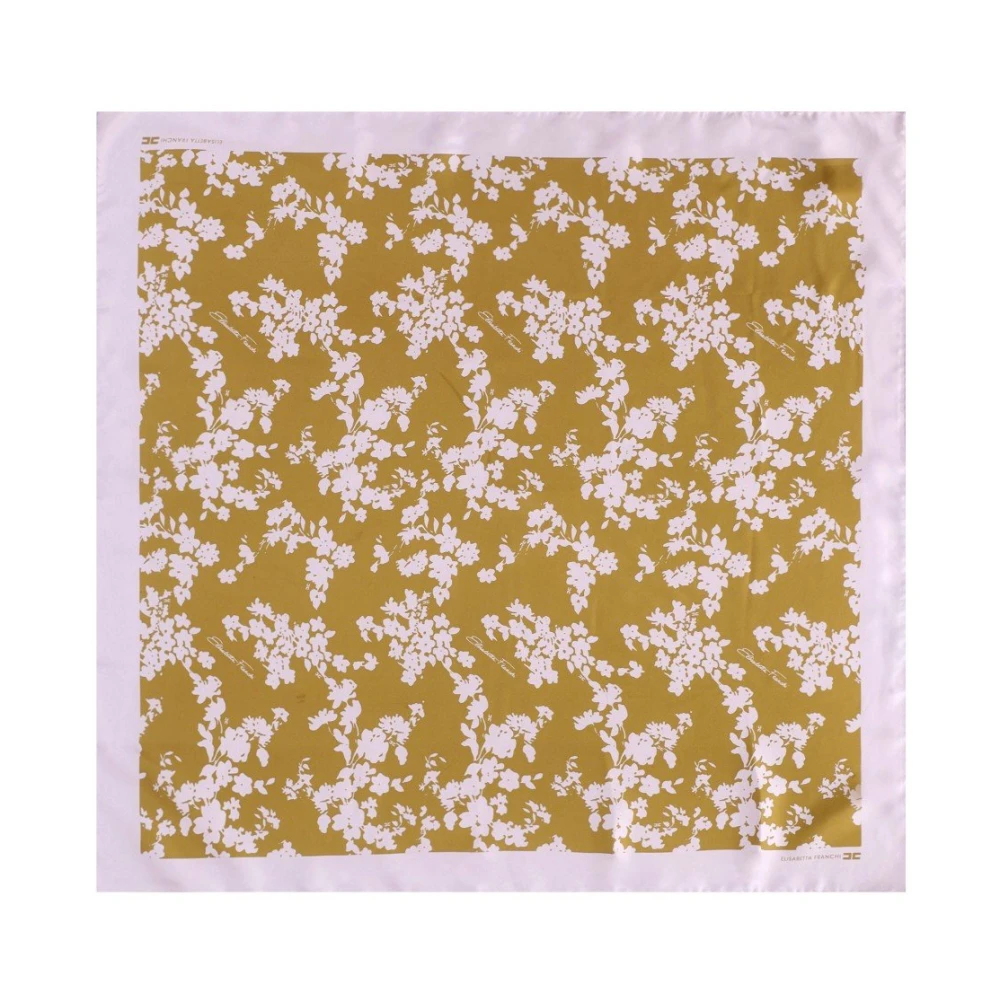 Elisabetta Franchi Women's Yellow Floral Foulard Scarf In Curry