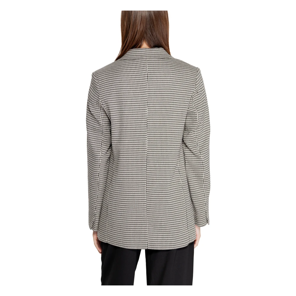 Only Geruite Zwarte Blazer met Zakken Black Dames