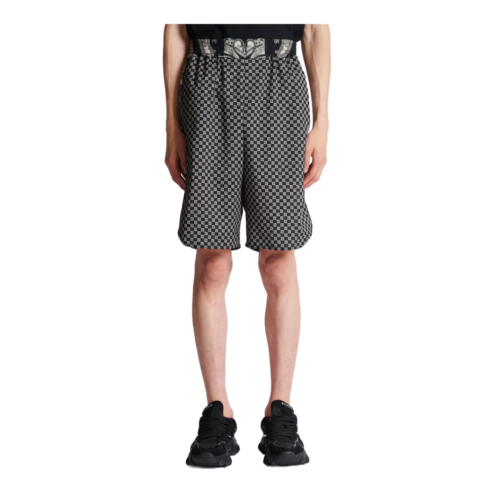 Balmain Mini Paisley Monogram Shorts Black Heren