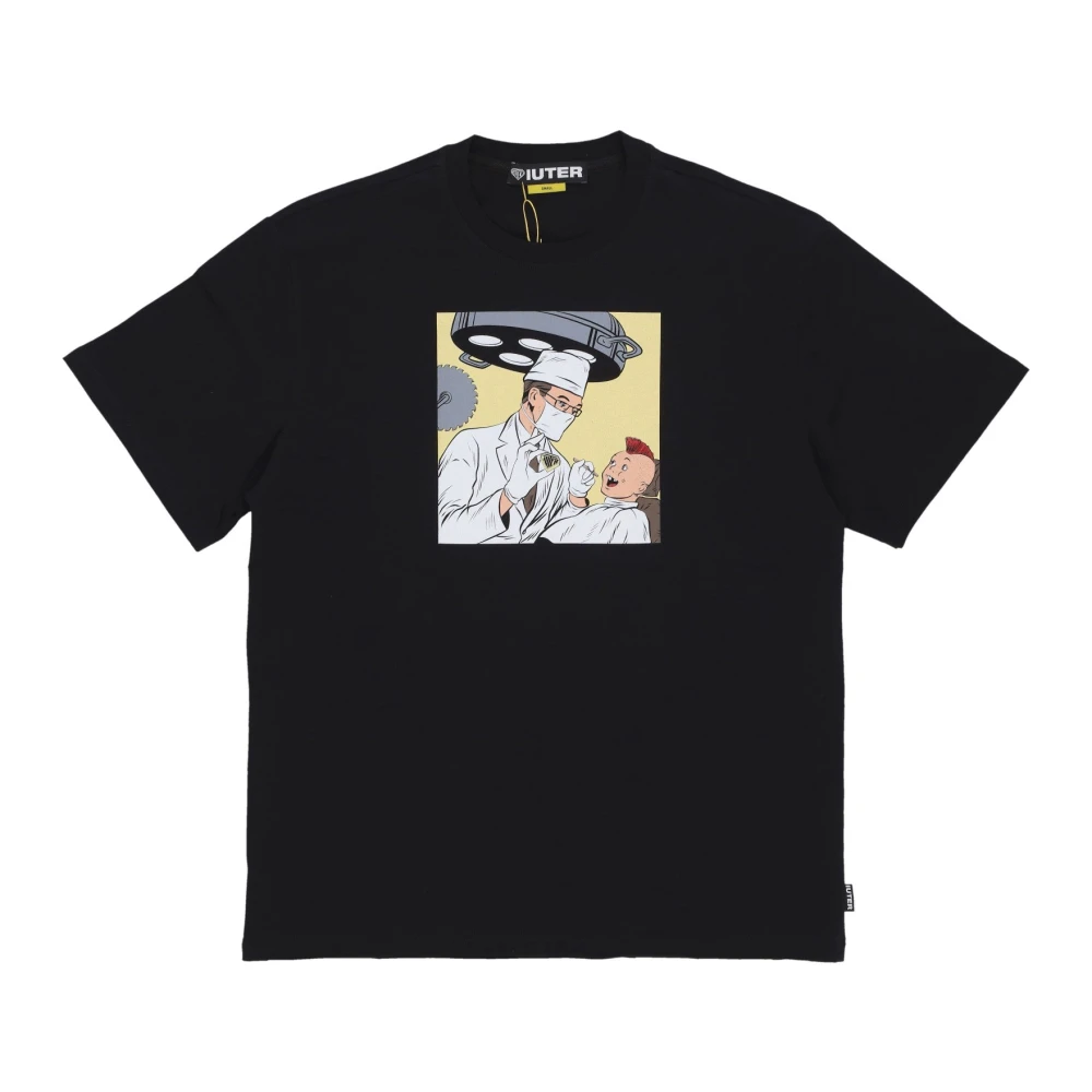 Iuter Zwarte korte mouw ronde hals T-shirt Black Heren