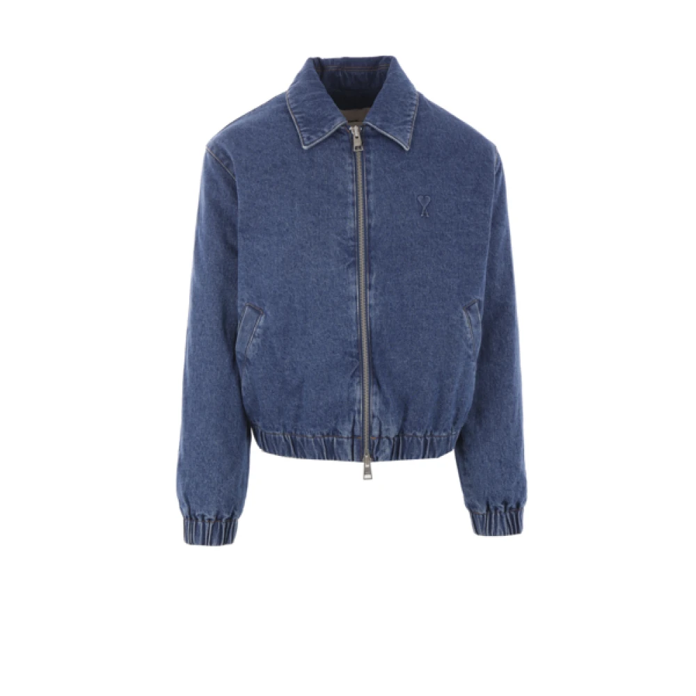 Ami Paris Blauw Denim Gevoerde Jas Blue Heren