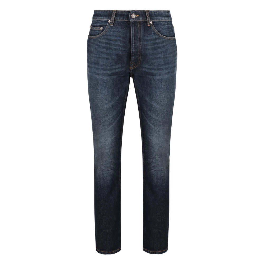 Palm Angels Stretch katoenen jeans met metalen klinknagels Blue Heren