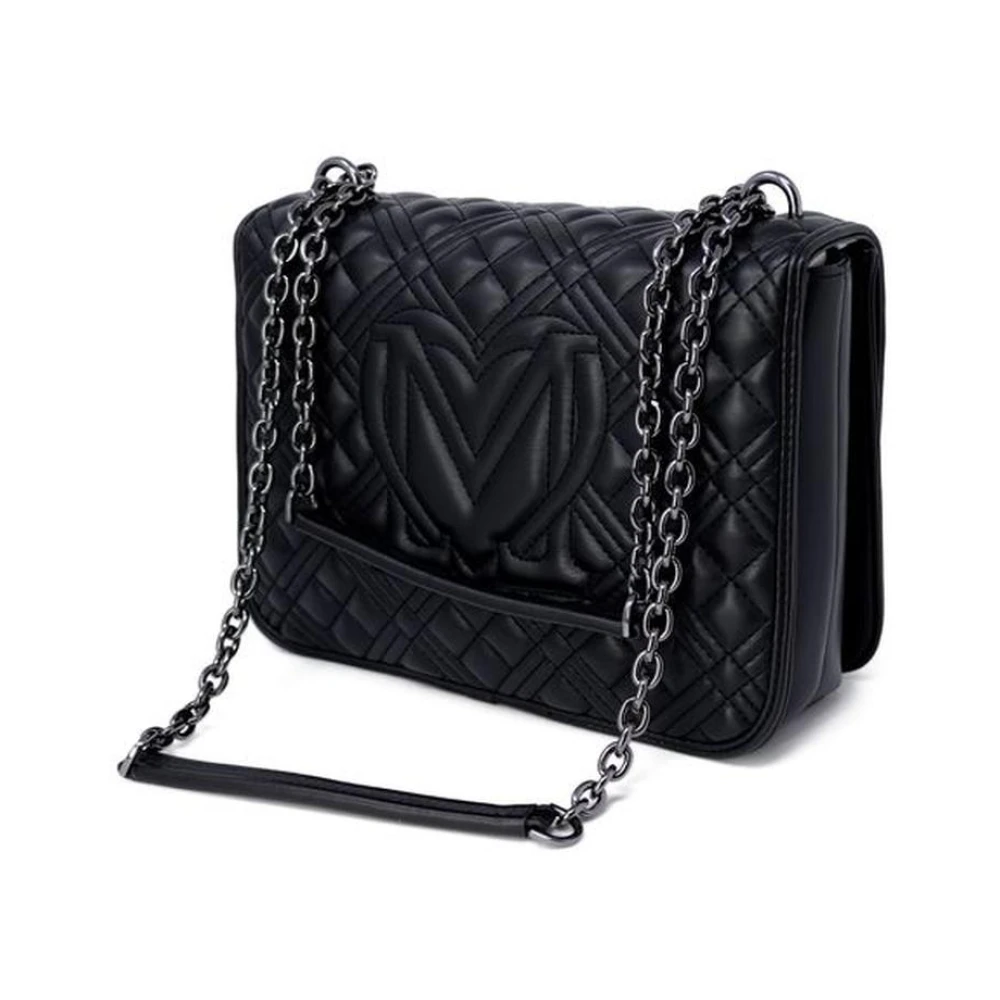 Love Moschino Gestructureerde polyurethaan handtas voor vrouwen Black Dames