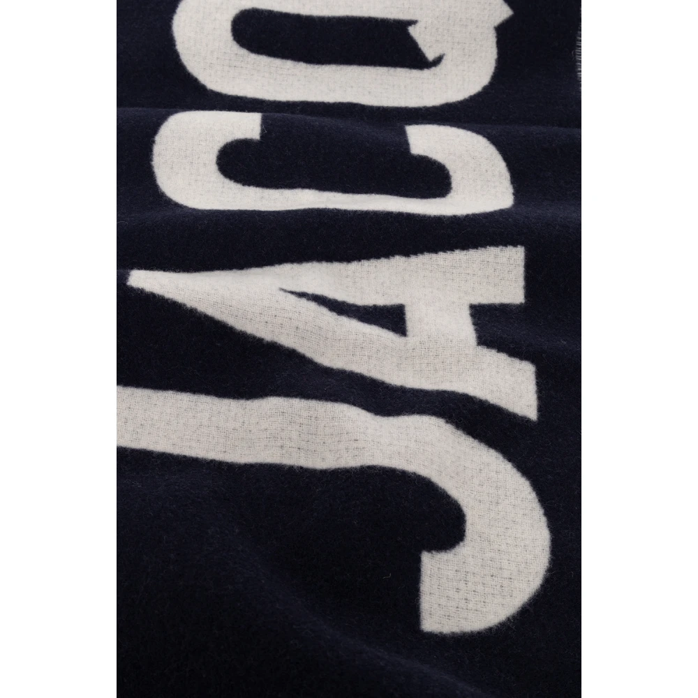 Jacquemus Lécharpe Fringe Logo Sjaal Blue Dames